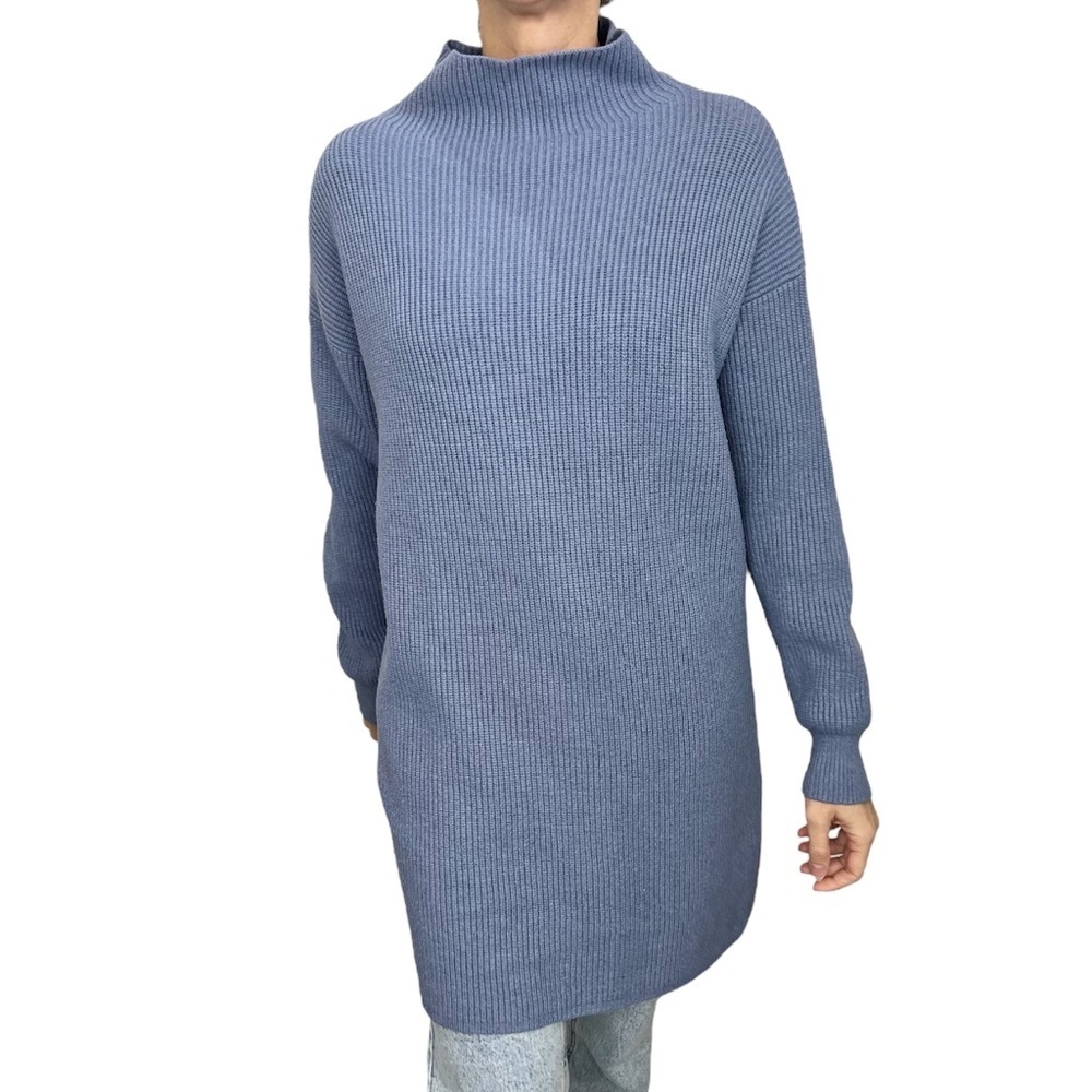 Womance Quebec periwinkle blue mock neck minimalist knit sweater dress XL